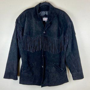 Vintage MINNETONKA Leather Fringe Western Cowboy Oversized Jacket (L)